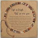ZOKCC Inspirational Gifts Bracelets for Women: Healing Natural Stone Bracelets - Get Well Soon Gifts for Women Best Friends Sister Mom - Life is Tough But So are You Bracelet