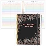 Bill Tracker Notebook - Monthly Bill Organizer & Planner for Personal Budgeting Financial, Monthly Bill Payment Checklist, 8.5" x 11", Black Flowers
