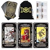 Fofeadm Tarot Cards with Guide Book & Linen Carry Bag, 78 Classic Original Tarot Cards Deck Fortune Telling Game with Meanings on Them for Beginners to Expert
