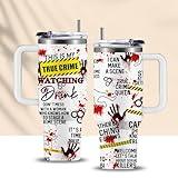 CGMIBAS True Crime Gifts for Women Men - 40oz Funny Crime Scene Tumbler, Stainless Steel Travel Mug for Horror Podcast Fans, Crime Junkie Merch, Christmas Birthday Detective Lover Gift