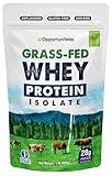 Opportuniteas Grass Fed Whey Isolate Protein Powder - Unflavored 28g Protein Powder Without Artificial Sweeteners, Hormone-Free Cows, Non GMO - 1lb