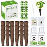 Ahopegarden 52PCS Hydroponics Pods Kit: Compatible with Aerogarden, Includes 24 Grow Sponges, 24 Pods Labels, 4 A&B Plant Food - Hydroponics Supplies for Most Brands
