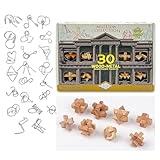 Project Genius Museum Collection Gift Set, 30-Pack of Wood and Metal Brainteasers, Beautifully Packaged Gift for Adults, Teens, and Kids 8+, True Genius Disassembly and Disentanglement Variety Pack