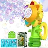 WABALLO Bubble Machine for Kids, Automatic Sunflower Bubble Maker for Toddlers, Portable Battery Operated Bubble Toys for Indoor Outdoor Birthday Party-Yellow