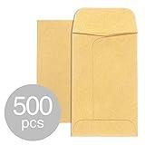 ACSTEP #1 Small Coin Envelopes 2-1/4 x 3-1/2, Kraft Mini Key Envelopes with Gummed Flap in Brown, Seed Packets Envelopes for Storing Seeds, Tip Envelope for Cash 500pcs