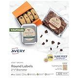 Avery Kraft Brown Round Labels with Sure Feed Technology, 2.5" Diameter, Print to The Edge, Laser/Inkjet Printable Labels, 225 Total (22808)