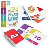Merka Toddler Flash Cards, Set of 58 Alphabet, Letters, Colors, Shapes, and Numbers - Educational Preschool Flashcards, Double-Sided for 1-4 Years Old - Toddler Learning Activities