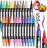 TBC The Best Crafts 24 Colors Dual Tip Acrylic Paint Markers,Waterproof, Non-Toxic, odorless, Suitable for Paper, Pottery, Stones, Backpacks, Glass