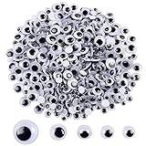 DECORA 500 Pieces 6mm -12mm Black Wiggle Googly Eyes with Self-Adhesive for Crafts Decorations