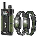 SLOPEHILL Dog Shock Collar,4200FT Dog Training Collar with Remote,IPX8 Waterproof E-Collar with Beep,Vibration,Shock,Flashing Light,No Shock Model,Electric Shock Collar for Dogs,Green 2PCS