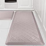 WEZVIX Cushioned Kitchen Mat 2 PCS, Anti Fatigue Kitchen Rugs, Heavy Duty Non-Skid, Ergonomic Comfort Foam Kitchen Floor Mat for Home, Office, Sink, Laundry, Khaki