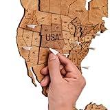 ENJOY THE WOOD 3D Wood World Map Wall Art Large Wood Wall Décor Housewarming Gift Idea Wooden Art Deco World Travel Map For Home & Kitchen or Office (Planes, Pins)