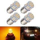 iFunyLED 4PCS 1157 LED Bulb Turn Signal Light 12V-24V Super Bright 2357 2057 7528 BAY15D LED Replacement Light Kit Set for Car Turn Signal Blinker Lights - Amber Yellow