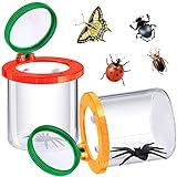 Skylety 2 Pieces Bug Jars Insect Viewer Catcher Bug Magnifying Insect Cage Container for Kids Children Science Nature Exploration Tool(Red,Yellow)