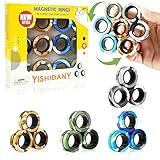 12Pcs Magnetic Rings Fidget Spinner Toys Set, ADHD Stress Relief Fingers Magnet Rings, Graffiti Camo Magical Fidget Toys Pack for Training Relieves Autism Anxiety, Great Gift for Adults Teens Kids