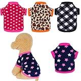 Rbenxia 4 Pieces Dog Fleece Sweaters Puppy Warm Sweater Doggie Sweatshirt Soft Fleece Dog Pajamas Puppy Clothes Winter Dogs Outfits for Small Dogs Cat Pets (Small)