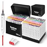 Taotree Alcohol Markers 120 Colors with Case & Holders, Dual Tips Art Coloring Markers Pens, Chisel & Fine Sketch Pens Art Supplies for Artist Kids Adult Coloring Books Drawing, Painting, Sketching