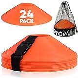 Disc Soccer Cones for Training Kids with Mesh Bag & Strap - 15/24/50/100 Small Plastic Cones for Sports Training - Flexible Conos for Soccer Practice Equipment, Basketball & Football Drills Equipment