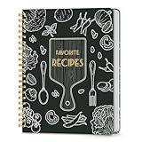 LuBudingJoy Blank Recipe Notebook to Write in Your Own Recipes, Full Page Sprial Hardcover Personal Recipe Organise, Recipe Journal Hold 140 Recipes (Black)