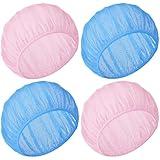 Chuarry 4 Pcs Mesh Sleep Bonnet for Sleeping Night Curly Hair Nets Sleep Caps for Women(Pink, Lake Blue)