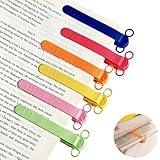 MOTEERLLU 6pcs Silicone Automatic Bookmarks with Pen Holder, Cute Book Marks Gifts for Reading Women, Men, Kids, Book Lovers, Readers, Unique Book Page Holders & Accessories