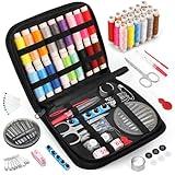 Coquimbo Sewing Kit Christmas Stocking Stuffers White Elephant Gifts for Adults Teen Girls Mom Grandma Beginner Traveler, Portable Sewing Supplies Accessories with Thread, Needles, Scissors (Black, M)