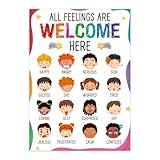 BIZIBAFF Feelings Chart Poster for Kids Toddlers - Emotions Learning Poster Educational Preschool Posters for Classroom Bulletin Board Decorations Back To School Teacher Supplies