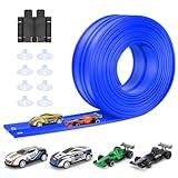 KETIEE Flex Tracks 16Ft for Kids: Flexible Race Car Ramp Track with 4 Small Racecars and 8 Suction Cups Compatible with Hot Wheels and Diecast 1/64th Cars, Rolls Up Portable Racetrack for Ages 3 & Up