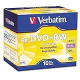 Verbatim DVD+RW Blank Discs 4.7GB 4X Recordable Discs - 10pk Slim Case 94839