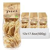 Morelli Pici Pasta di Toscana - Gourmet Italian Pasta - Organic Pici Noodles - Thick Organic Pasta Nests Made in Italy from Durum Wheat Semolina - 17.6oz (500g) - Pack of 12