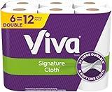 Viva Soft & Strong Kitchen Paper Towels, Signature Cloth Towels White, 6 Count, 12 Single Rolls