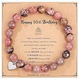 Yiyang 50th Birthday Gifts for Her Beaded Bracelets Cool Gifts for 50 Year Old Woman Friends Birthday Gift Cards for Women 50 Bday Birthday Gifts for Women Turning 50 Gifts