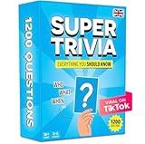 Super Trivia Game for Adults with 1200 Questions - Fun Board Game for Adults - Family Road Trip Travel Game for The Pursuit of Trivial Knowledge