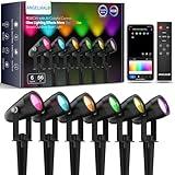 ANGELHALO Smart Landscape Spotlights, Low Voltage IP65 Waterproof Outdoor Spotlights Compatible with APP/Voice/Alexa Control, Color Changing Lights for Yard Garden Pathway Lawn, 6 Pack