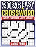 Easy Crossword Puzzle Book for Adults & Seniors: 90 Relaxing Puzzles in Large Print with Solutions | Fun Brain Games to Improve Memory, Focus & Vocabulary