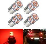 iFunyLED 4PCS 1156 LED Bulb Back Up Reverse Light 12V Super Bright 1141 1003 BA15S LED Replacement Light Kit Set for Car Back Up Reverse Tail Brake Turn Signal Lights - Brilliant Red
