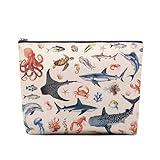 RTTLALUO Ocean Animals Shark Whale Travel Makeup Bag, Marine Life Animals Gifts For Women, Marine Life Makeup Pouch, Birthday Graduation Inspirational Gifts For Best Friend Bestie Her