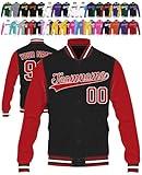 Yananka Custom Varsity Jacket Personalized Baseball Jackets for Men Women Youth Team Bomber Coat Customized with Name Number Logo Text Long Sleeve Button Closure Size S - 6XL
