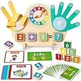 Toyssa Wooden Preschool Learning Toys for Toddlers 3-5, Educational Math manipulatives Number Counting Blocks with Clock Cognition, Montessori Toys Birthday Gifts for 3 4 5 Years Old Boys Girls Kids