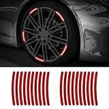 20PCS Reflective Car Wheel Decorative Stripe Stickers, Night Safety Warning Tape Sticker, Anti-Scratch Tire Rims Sticker, Universal Car Exterior Accessories Fluorescent Auto Decals for Motocycle Bike