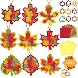 Renbuzhu 40PCS Fall Crafts Bulk: Leaves Paper Suncatchers DIY Kit for Autumn Thanksgiving Activities Decorations, Window Stained Glass Effect Art Supplies(Colorful)