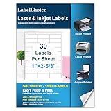 Labelchoice 500 Sheets 15000 Pcs 30 Up Labels 1" x2-5/8 Shipping Address Labels for Laser & Inkjet Printers, Mailing Labels 30 per Sheet Return Address Stickers, 30 per Page on US Letter