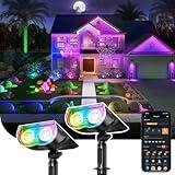 Linkind Smart Solar Spot Lights Outdoor SL5C, Solar Lights Outdoor Spotlight Color Changing APP/Voice Control Landscape Lighting, IP67 Christmas Halloween Decorations for Yard, Garden, Pathway(2 Pack)