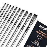 Nicpro 10 PCS Flat Paint Brush Set, Art Painting Brushes for Acrylic, Watercolor, Oil, Gouache, Craft, Detail, Face Body Painting, Base Coating, Artist Paintbrush Kit for Kid & Adult