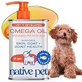Native Pet Omega 3 Fish Oil for Dogs & Cats - Promotes Healthy Skin, Shiny Coat, & Strong Joints - Made with Wild Alaskan Salmon Oil for Dogs – Tasty, Fast-Absorbing Omega 3 6 9 Liquid Supplement- 8oz