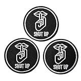 U-Sky Sew or Iron on Embroidered Patches | Shut UP Text with Finger-to-Lips Gesture | Bold Statement Design | Teens Young Adults | Jackets Bags Denim | 2.3"x2.3" 3PCs Pack