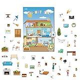 Magnetic Portable Playboard Doll House Family Magnets Learning Travel Toy (65 Pcs)