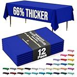 Party Solids 66% Thicker Premium Plastic Table Cloth Rectangle Table Cover 0.5 Mil 12 Pack Dark Blue Table Cloth 54 Inch x 108 Inch Disposable Tablecloth Won't Tear Easily Like Cheap Thin Brands