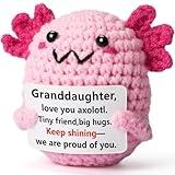 WEYON Granddaughter Gift Grandparents – Mini Crochet Axolotl Plush, Emotional Support Keepsake, Pink Kawaii, Best for Birthday, Christmas, Stocking Stuffers, Valentines, Easter
