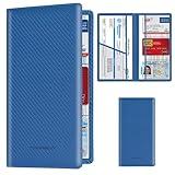 TOURSUIT Car Registration and Insurance Card Holder, Vehicle License Document Glove Box Compartment Organizer, Essential Car Wallet Case for Driver Auto Owners (Carbon Blue)